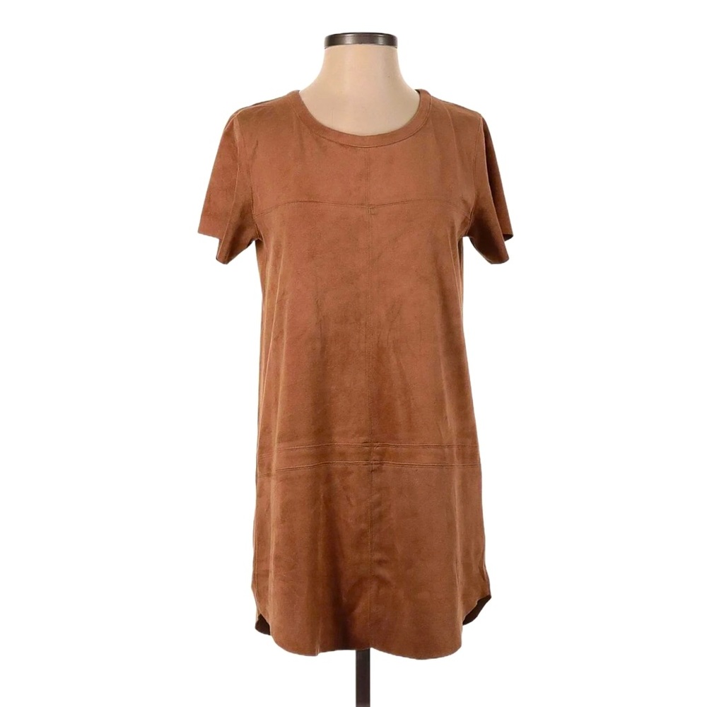 Brown Suede T-Shirt Dress